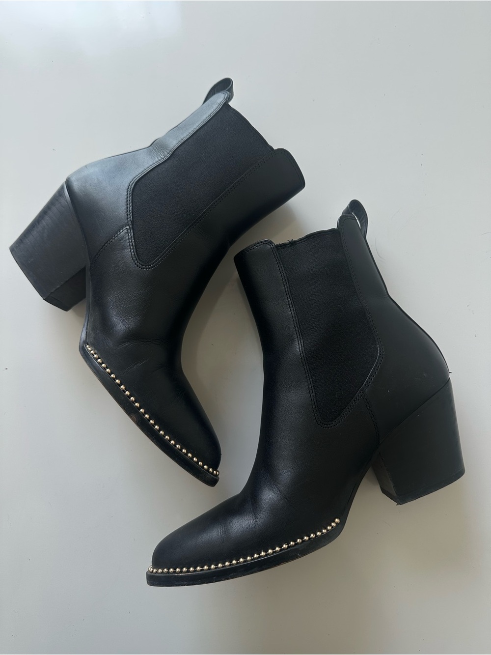 Coach Black Leather Stud-Trim Ankle Boots - Picture 3 of 4